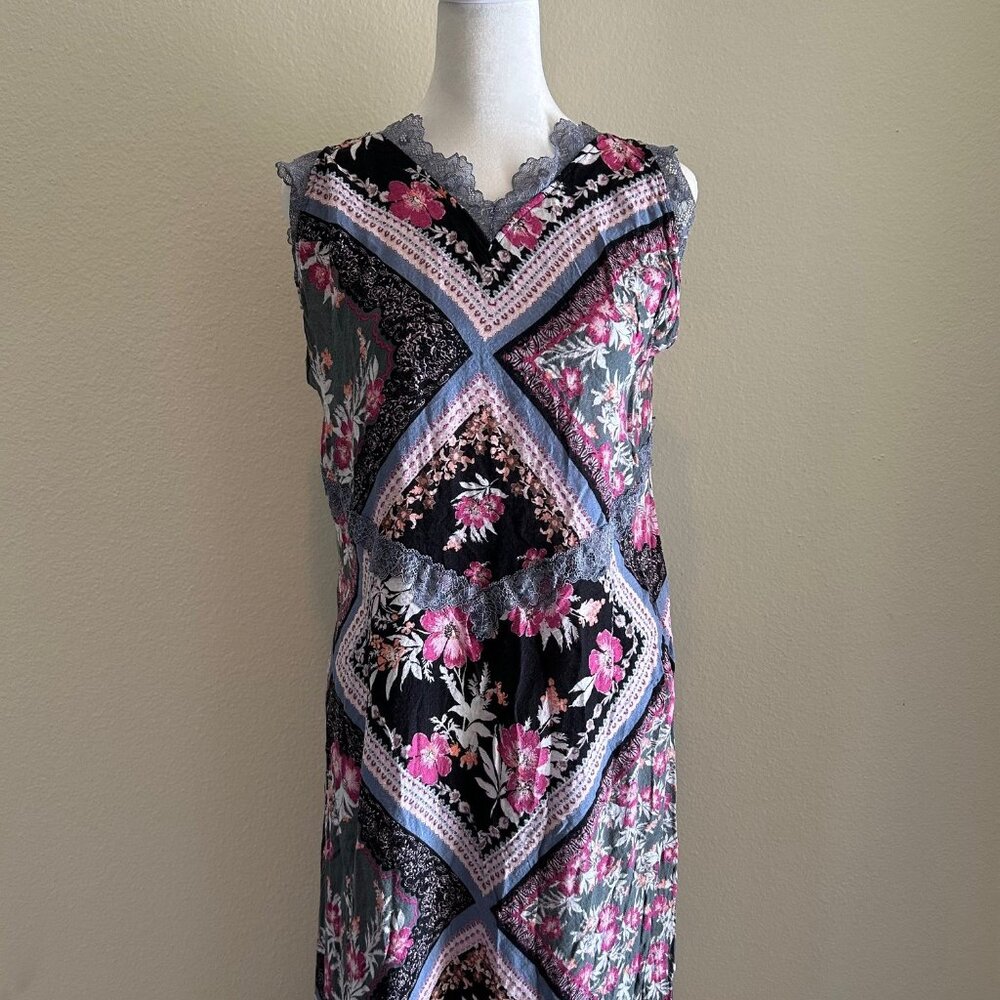 Free People Stevie Patchwork Lace Maxi Slip Dress Boho Large Light Festival - Picture 2 of 8